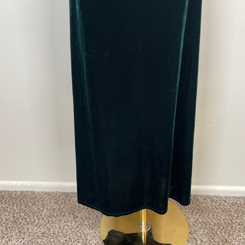 Vintage Rabbit Rabbit Rabbit Designs Velvet Maxi Dress 10P Green Whimsigoth 90s - Picture 4 of 11